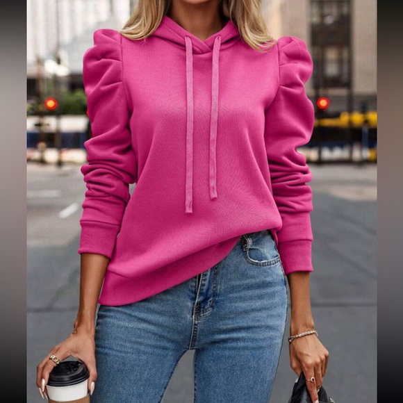 Cozy gigot sleeve drawstring hoodie - Picture 10 of 16